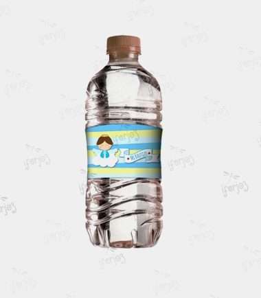 Etiqueta Agua Bautizo Angelito Rezando.