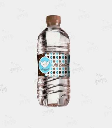 Etiqueta Agua Mi Bautizo Paloma Azul.