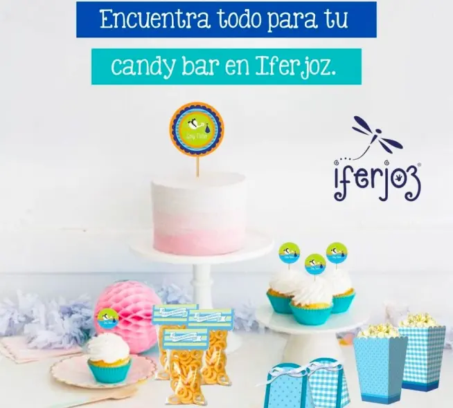 Candy bar decorado para fiesta con productos de IFERJOZ